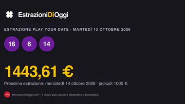 Estrazione Play Your Date di martedì 13 ottobre 2026: data vincente e quote