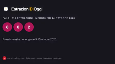 Fai3, estrazioni di mercoledì 14 ottobre 2026: tutte le combinazioni vincenti del giorno