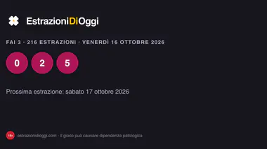 Fai3, estrazioni di venerdì 16 ottobre 2026: tutte le combinazioni vincenti del giorno