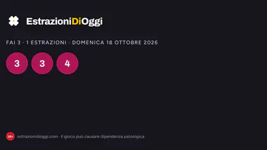 Fai3 di domenica 18 ottobre 2026: combinazioni vincenti