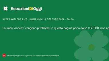 Super Win for Life di domenica 18 ottobre 2026: estrazione alle 20:00
