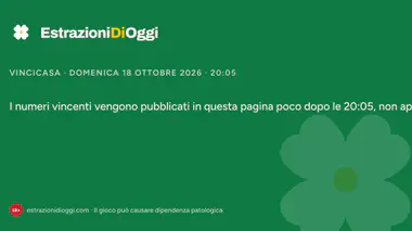 VinciCasa di domenica 18 ottobre 2026: estrazione alle 20:05