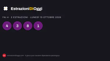 Fai4 di lunedì 19 ottobre 2026: combinazioni vincenti